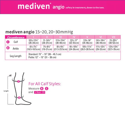mediven angio 15-20 mmHg calf closed toe petite