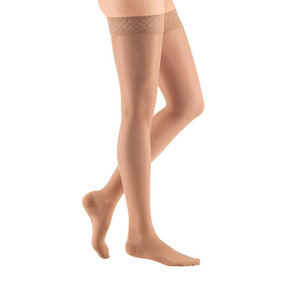 mediven sheer & soft 30-40 mmHg thigh lace topband closed toe petite